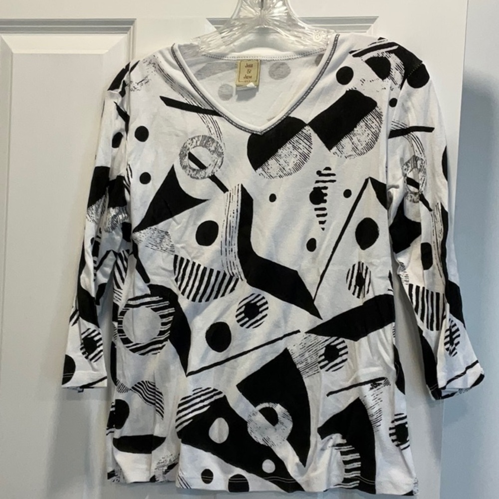 Abstract Black and White Women's Top